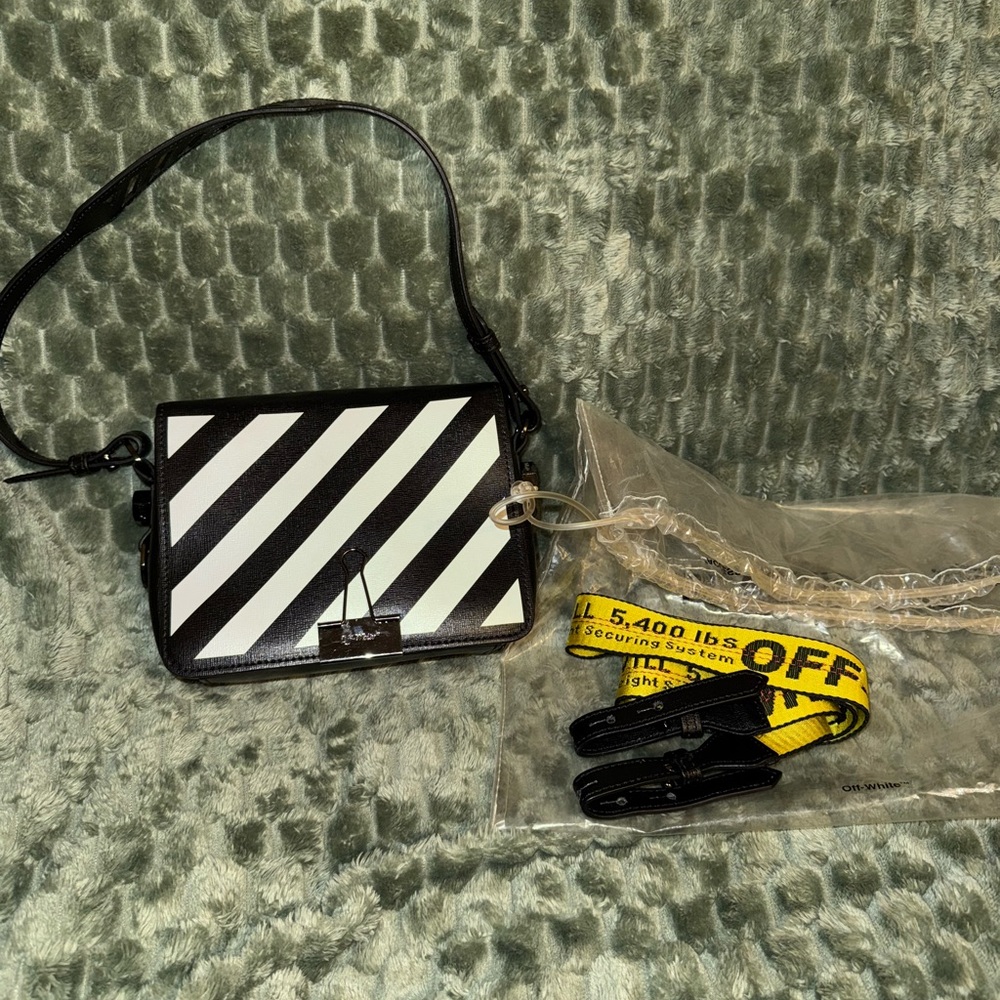 Off-White Black Bag with Yellow Strap